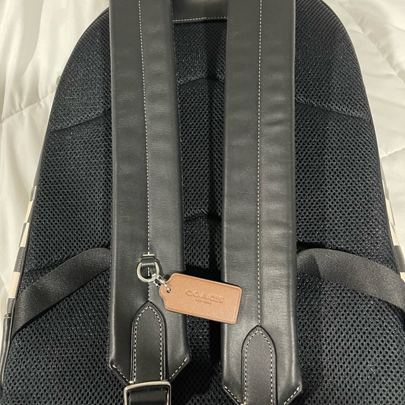 NWT Coach West Backpack With Checkerboard Print Coated Canvas Leather - Picture 2 of 3